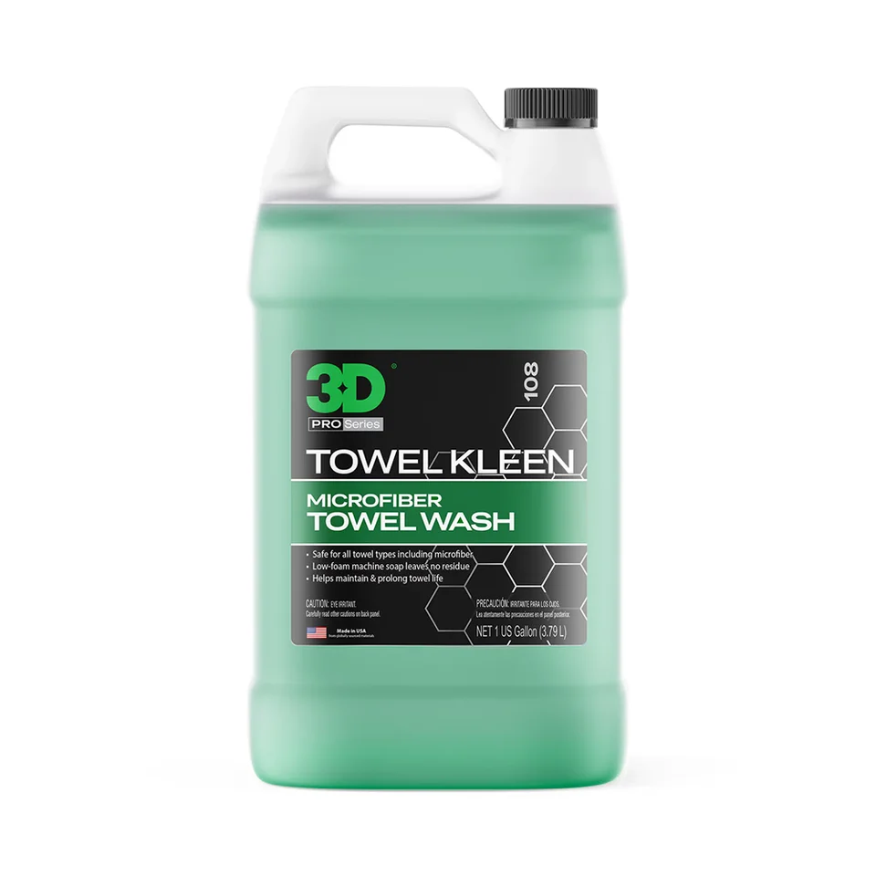 Gallon bottle of 3D Towel Kleen microfiber wash detergent