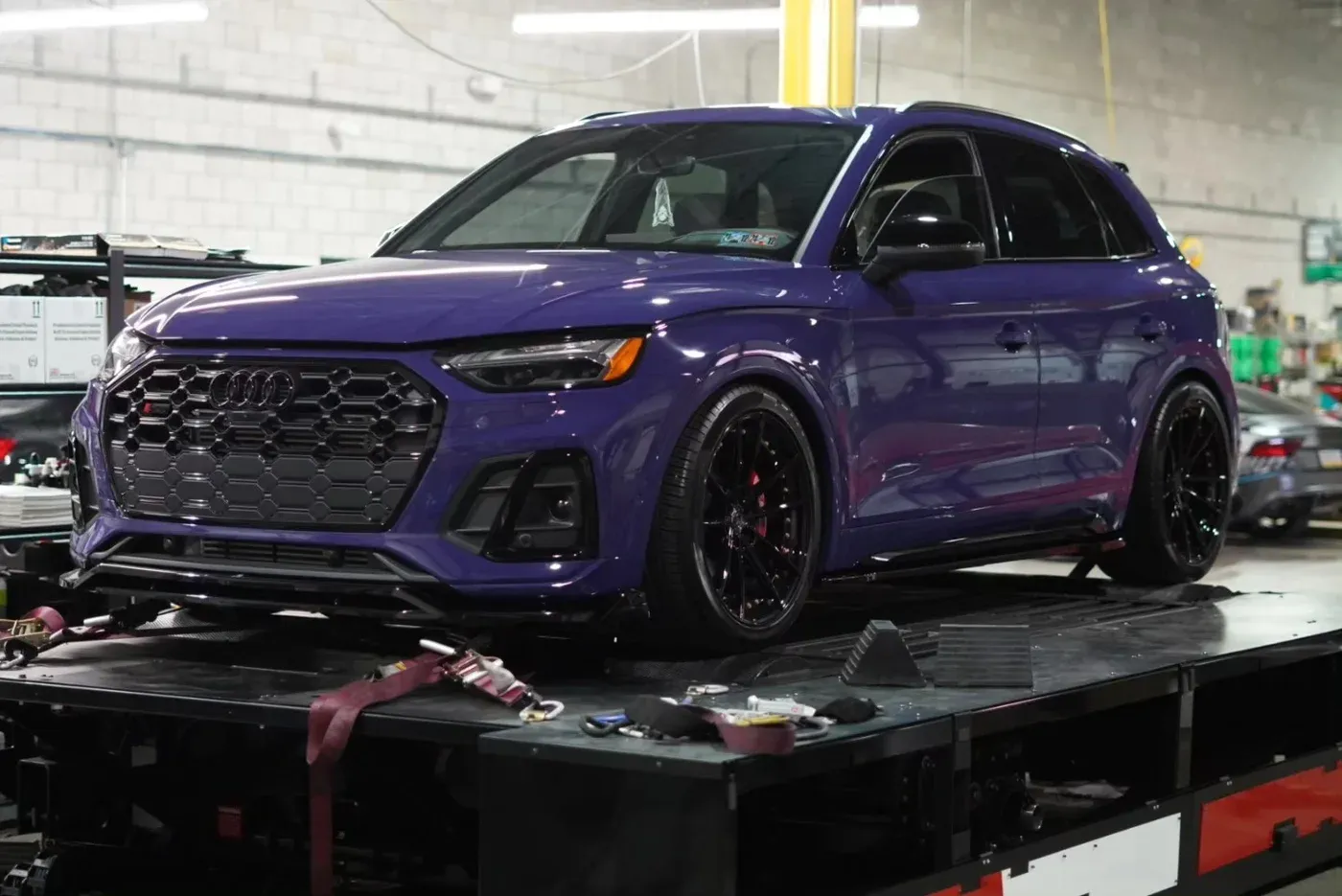 Purple Audi SQ5 on the dyno