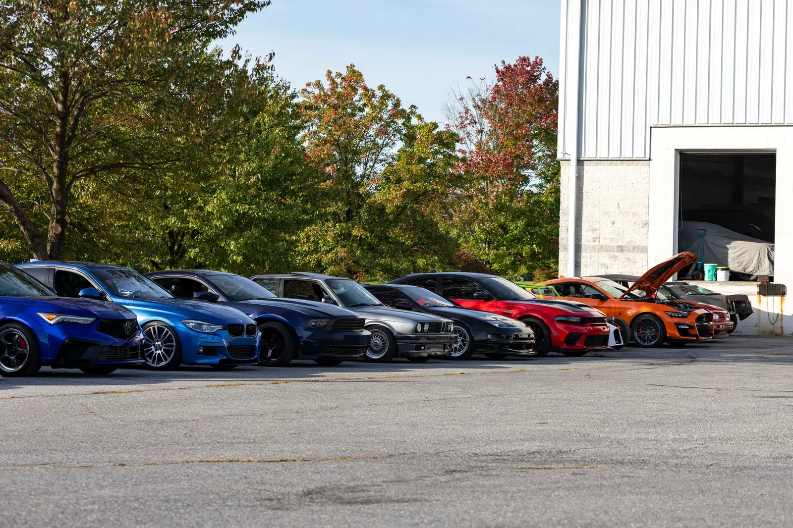 The Fall Dyno Day lineup outside the Vollux shop.