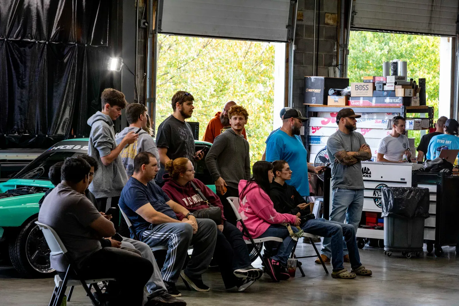 A shared view of the day's activity from the shop seating area.